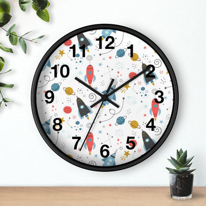 Nursery Wall Clock No Ticking Outer Space, Boys Wall Clock, Nursery Large Wall Clock, Kids Wall Clock, Silent Nursery Wall Clock | Pippa + June