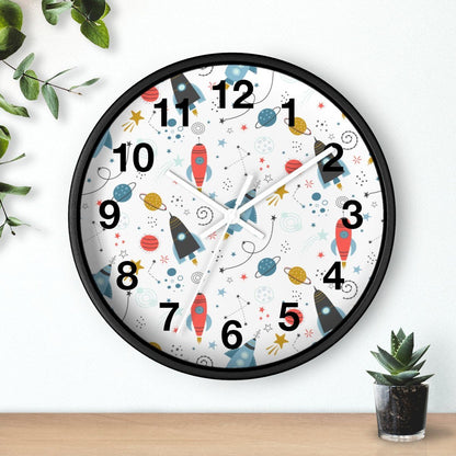 Nursery Wall Clock No Ticking Outer Space, Boys Wall Clock, Nursery Large Wall Clock, Kids Wall Clock, Silent Nursery Wall Clock | Pippa + June