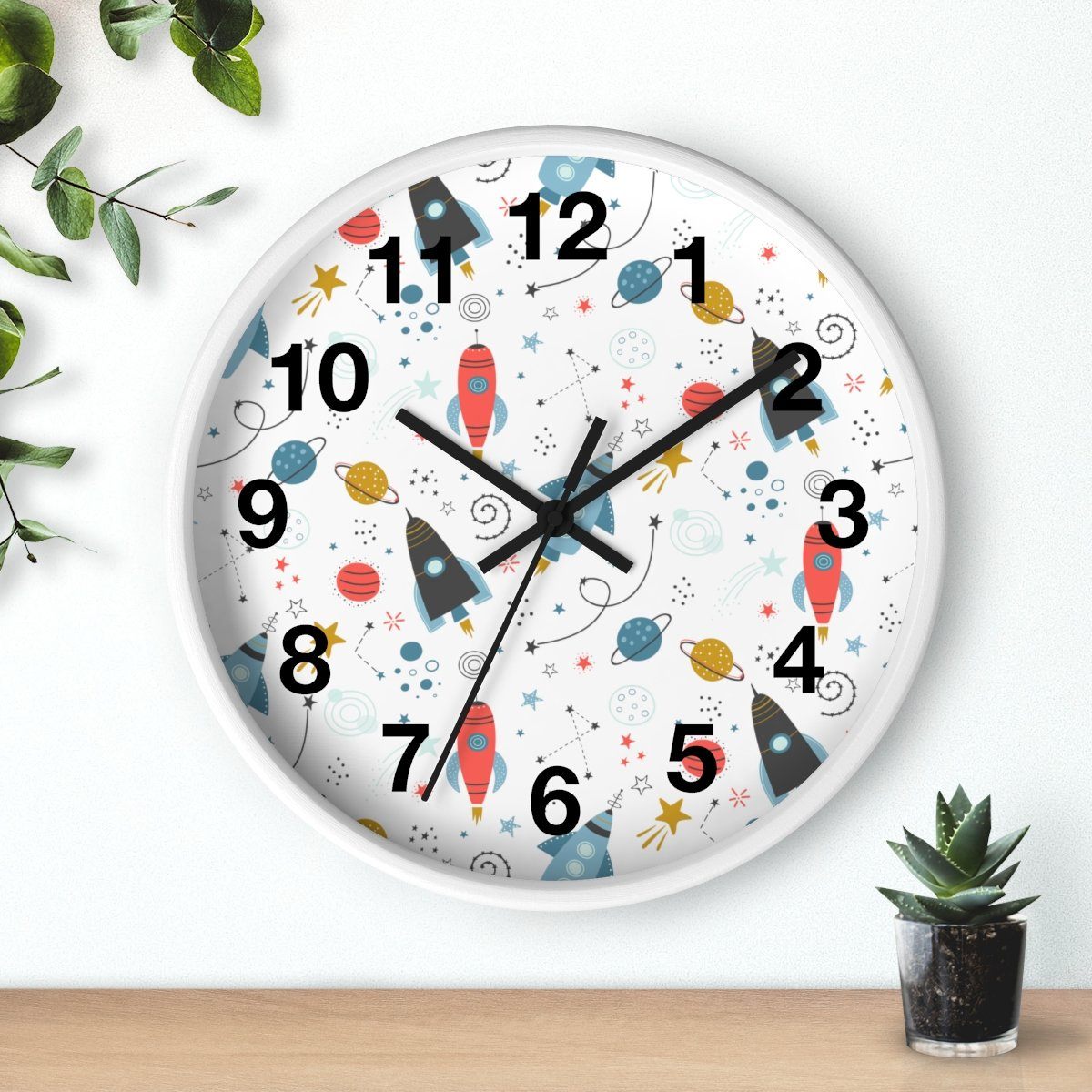 Nursery Wall Clock No Ticking Outer Space, Boys Wall Clock, Nursery Large Wall Clock, Kids Wall Clock, Silent Nursery Wall Clock | Pippa + June