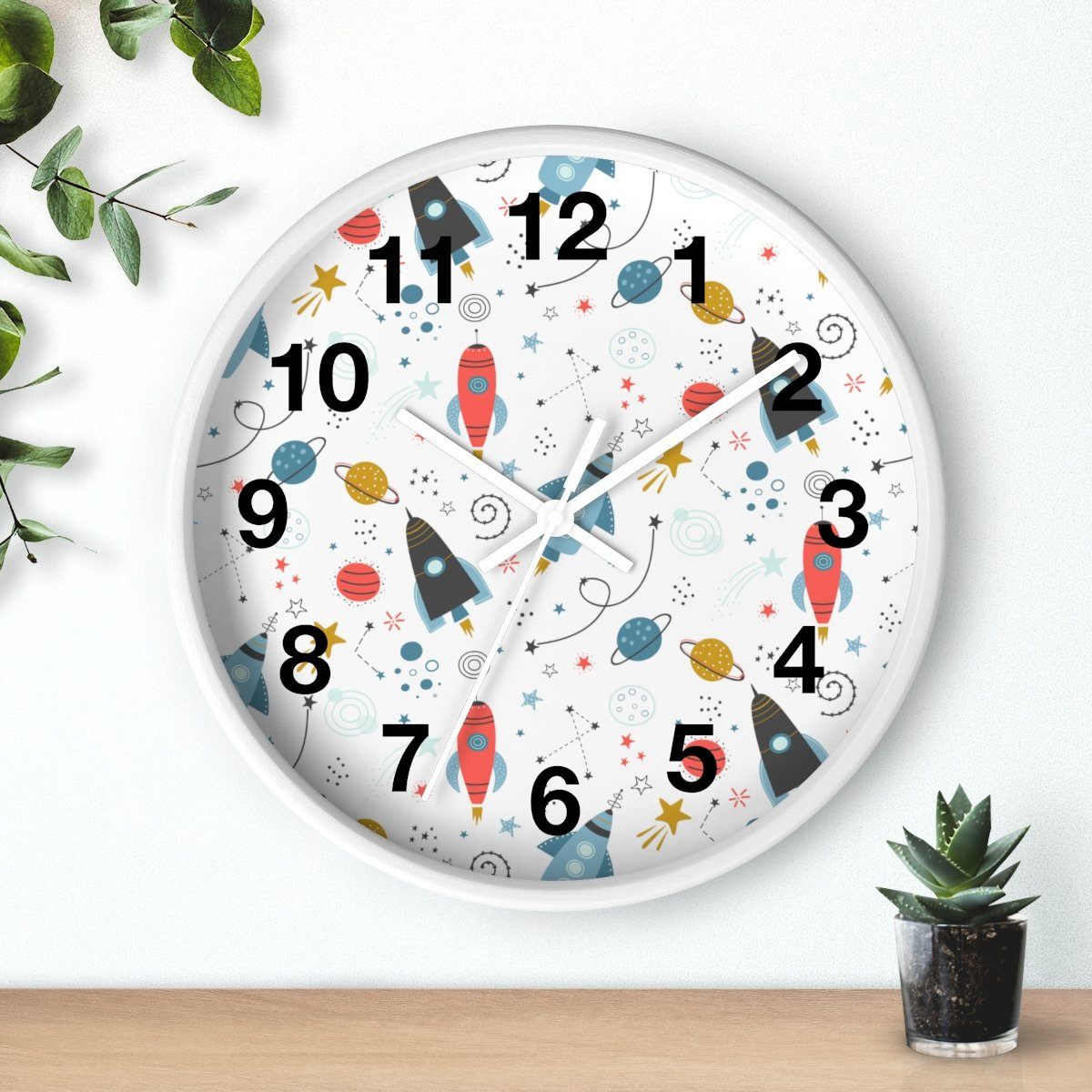 Nursery Wall Clock No Ticking Outer Space, Boys Wall Clock, Nursery Large Wall Clock, Kids Wall Clock, Silent Nursery Wall Clock | Pippa + June