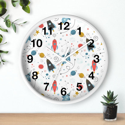Nursery Wall Clock No Ticking Outer Space, Boys Wall Clock, Nursery Large Wall Clock, Kids Wall Clock, Silent Nursery Wall Clock | Pippa + June