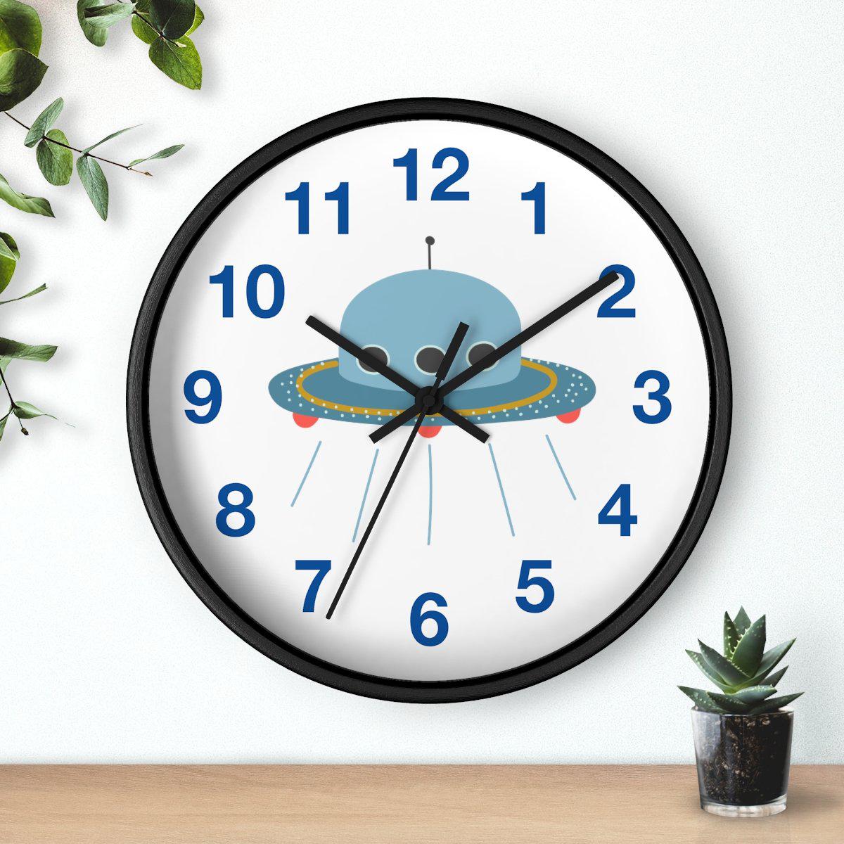 Boys Outer Space UFO Wall Clock, Boys Nursery Clock, Kids Clock, Boys Bedroom Decor, Nursery Wall Clock, Childrens Wall Clock, Boys Wall Decor