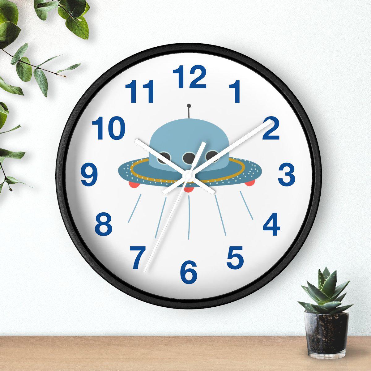 Boys Outer Space UFO Wall Clock, Boys Nursery Clock, Kids Clock, Boys Bedroom Decor, Nursery Wall Clock, Childrens Wall Clock, Boys Wall Decor