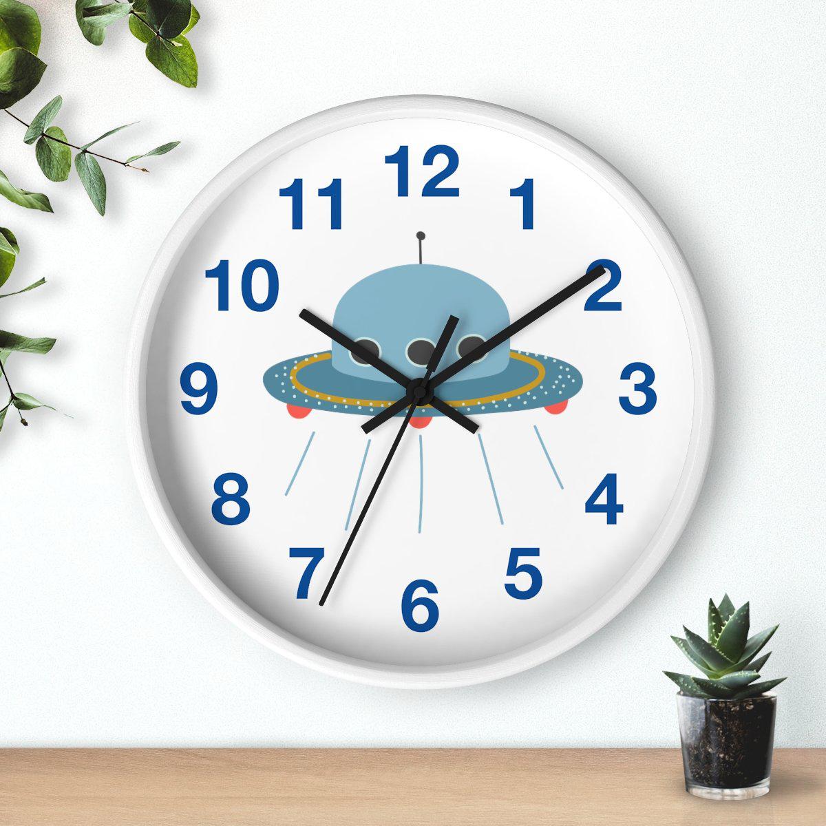 Boys Outer Space UFO Wall Clock, Boys Nursery Clock, Kids Clock, Boys Bedroom Decor, Nursery Wall Clock, Childrens Wall Clock, Boys Wall Decor