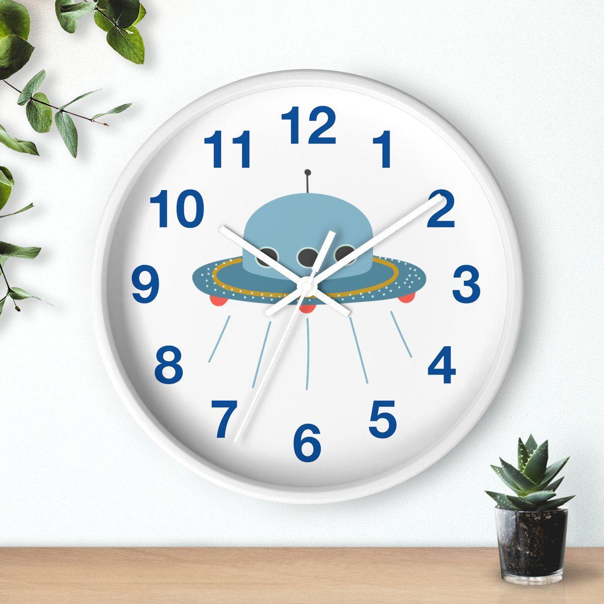 Boys Outer Space UFO Wall Clock, Boys Nursery Clock, Kids Clock, Boys Bedroom Decor, Nursery Wall Clock, Childrens Wall Clock, Boys Wall Decor