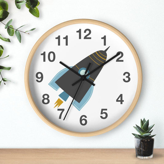 Boys Rocket Outer Space Wall Clock, Boys Wall Clock, Boys Bedroom Decor, Boy Baby Shower Gift, Nursery Wall Clock, Kids Clock, Boys Wall Decor