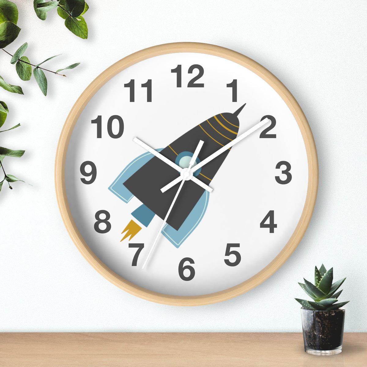 Boys Rocket Outer Space Wall Clock, Boys Wall Clock, Boys Bedroom Decor, Boy Baby Shower Gift, Nursery Wall Clock, Kids Clock, Boys Wall Decor
