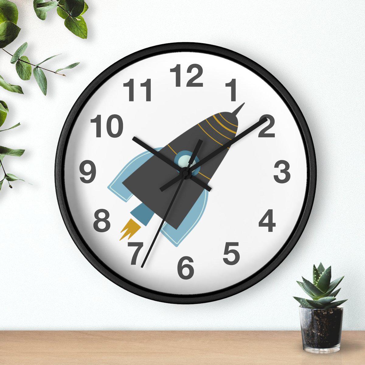 Boys Rocket Outer Space Wall Clock, Boys Wall Clock, Boys Bedroom Decor, Boy Baby Shower Gift, Nursery Wall Clock, Kids Clock, Boys Wall Decor