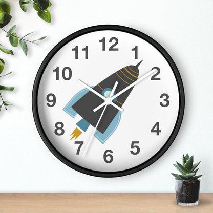 Boys Rocket Outer Space Wall Clock, Boys Wall Clock, Boys Bedroom Decor, Boy Baby Shower Gift, Nursery Wall Clock, Kids Clock, Boys Wall Decor