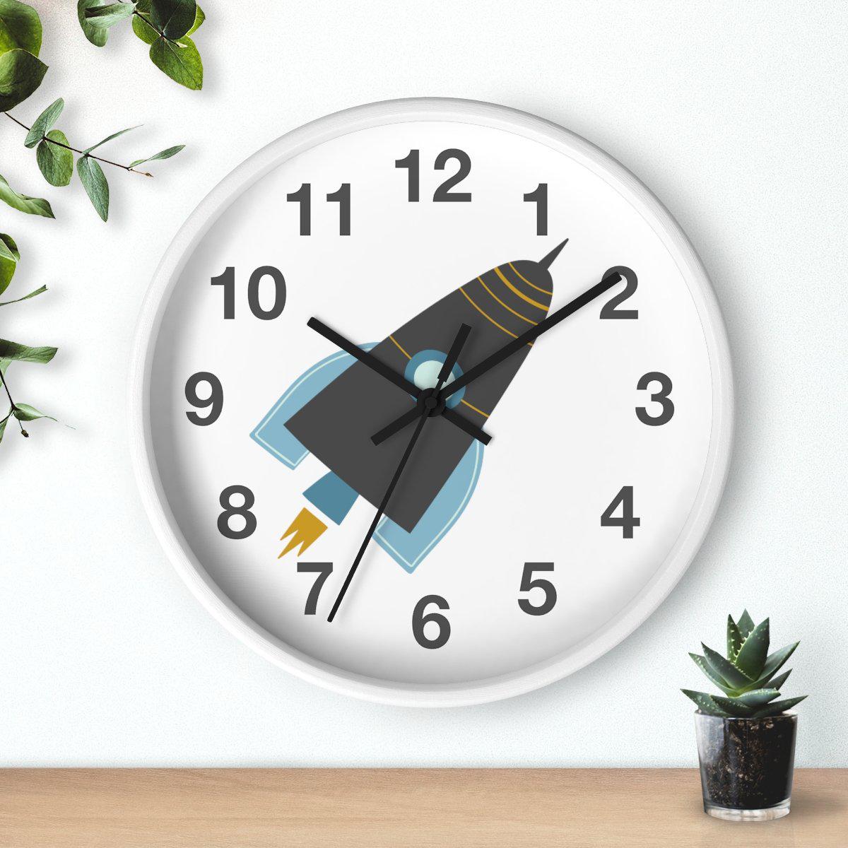 Boys Rocket Outer Space Wall Clock, Boys Wall Clock, Boys Bedroom Decor, Boy Baby Shower Gift, Nursery Wall Clock, Kids Clock, Boys Wall Decor