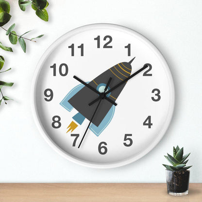 Boys Rocket Outer Space Wall Clock, Boys Wall Clock, Boys Bedroom Decor, Boy Baby Shower Gift, Nursery Wall Clock, Kids Clock, Boys Wall Decor