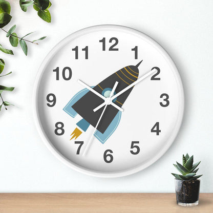 Boys Rocket Outer Space Wall Clock, Boys Wall Clock, Boys Bedroom Decor, Boy Baby Shower Gift, Nursery Wall Clock, Kids Clock, Boys Wall Decor