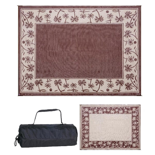 9' x 12' Door Mat Woven Structure, Palm Tree Soft Brown/Beige