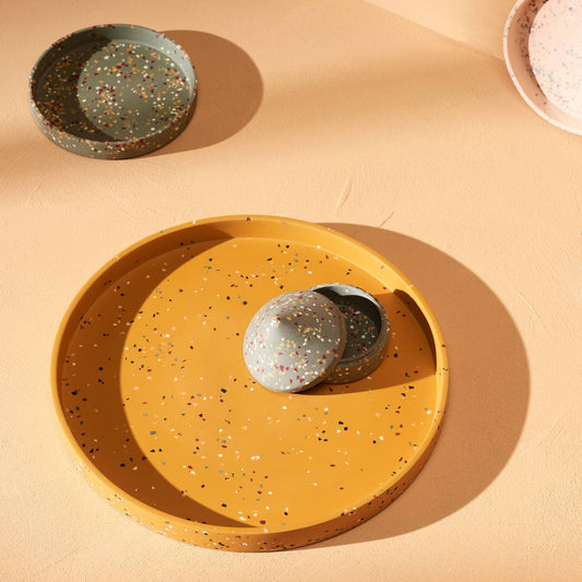 Capra Designs: Large Terrazzo Tray in Golden