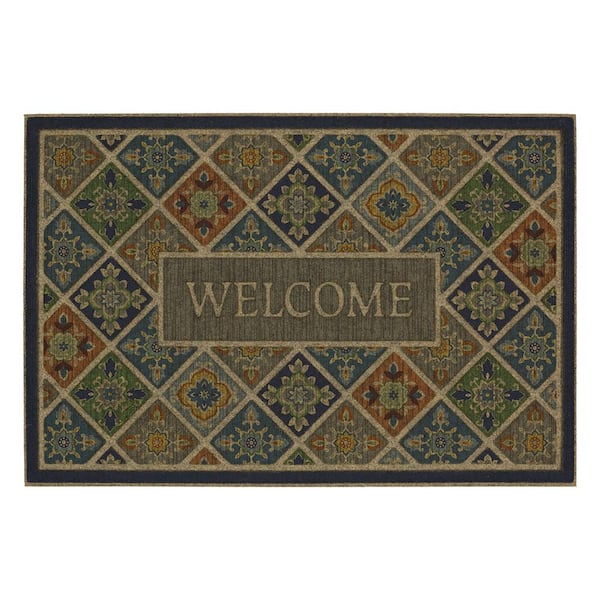 Door Mat 24 in. x 36 in. Multi-Colored Tile Garden Impressions