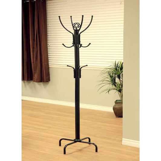 Coat Rack Stand 8-Hook Dark Black Durable Metal Industrial For Entryway Bedroom