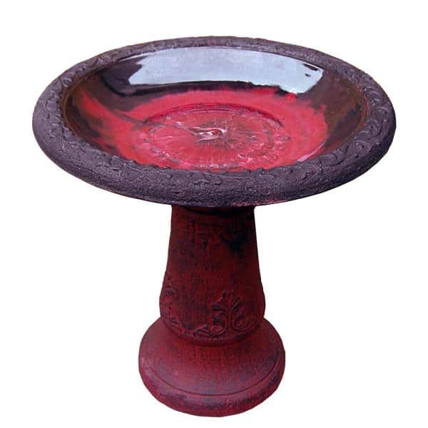 Marbleized Reddish-Brown Endura Clay Bird Bath Bowl