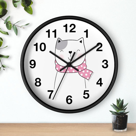 Girls Wall Clock Kitty Cat, Silent No Ticking Nursery Wall Clock, Canada USA