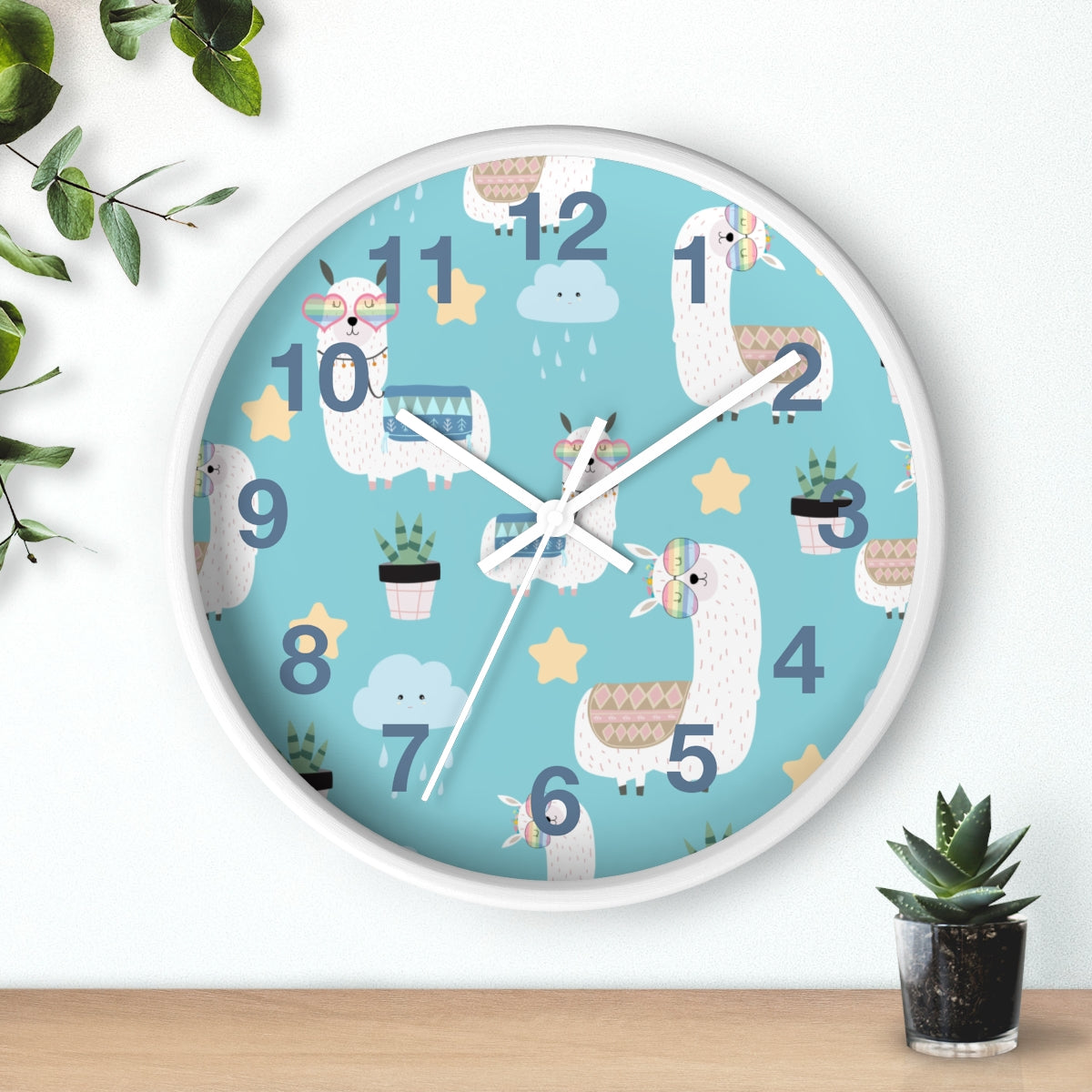 Girls Wall Clock Llamas, Silent No Ticking Nursery Wall Clock, Girls Bedroom Decor | Pippa + June