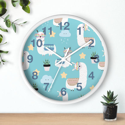 Girls Wall Clock Llamas, Silent No Ticking Nursery Wall Clock, Girls Bedroom Decor | Pippa + June