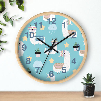 Girls Wall Clock Llamas, Silent No Ticking Nursery Wall Clock, Girls Bedroom Decor | Pippa + June