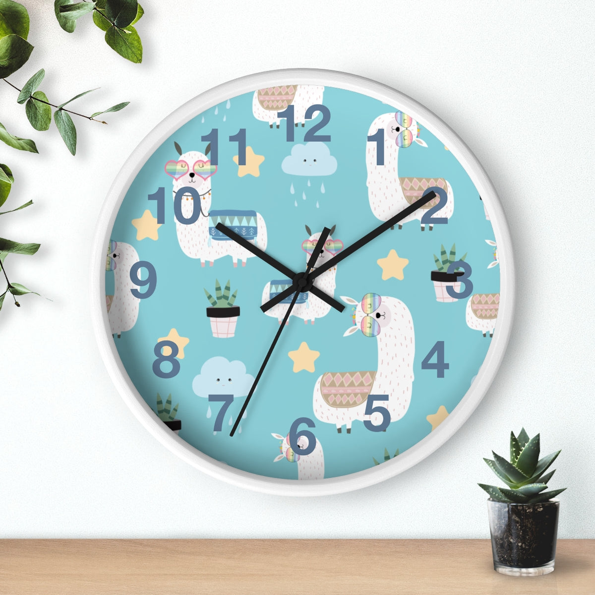Girls Wall Clock Llamas, Silent No Ticking Nursery Wall Clock, Girls Bedroom Decor | Pippa + June