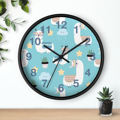 Girls Wall Clock Llamas, Silent No Ticking Nursery Wall Clock, Girls Bedroom Decor | Pippa + June