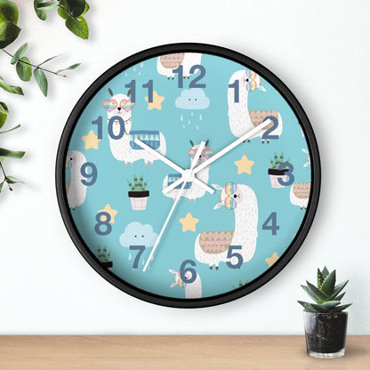 Girls Wall Clock Llamas, Silent No Ticking Nursery Wall Clock, Girls Bedroom Decor | Pippa + June