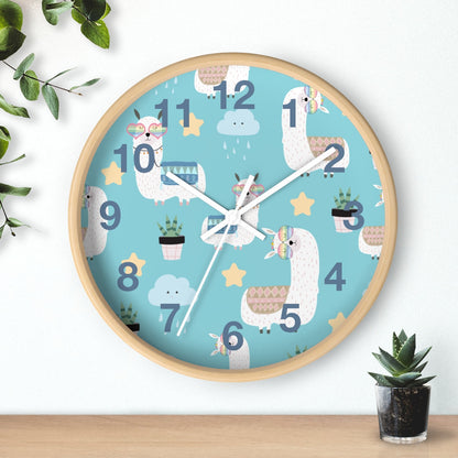 Girls Wall Clock Llamas, Silent No Ticking Nursery Wall Clock, Girls Bedroom Decor | Pippa + June