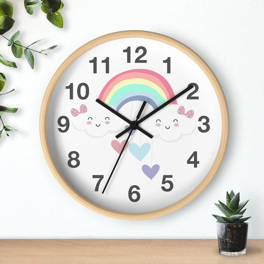 Girls Wall Clock Rainbow, Girls Nursery Clock Silent No Ticking, Girls Wall Decor | Pippa + June,