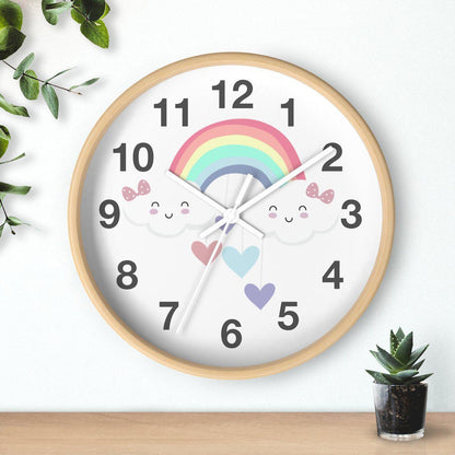 Girls Wall Clock Rainbow, Girls Nursery Clock Silent No Ticking, Girls Wall Decor | Pippa + June,