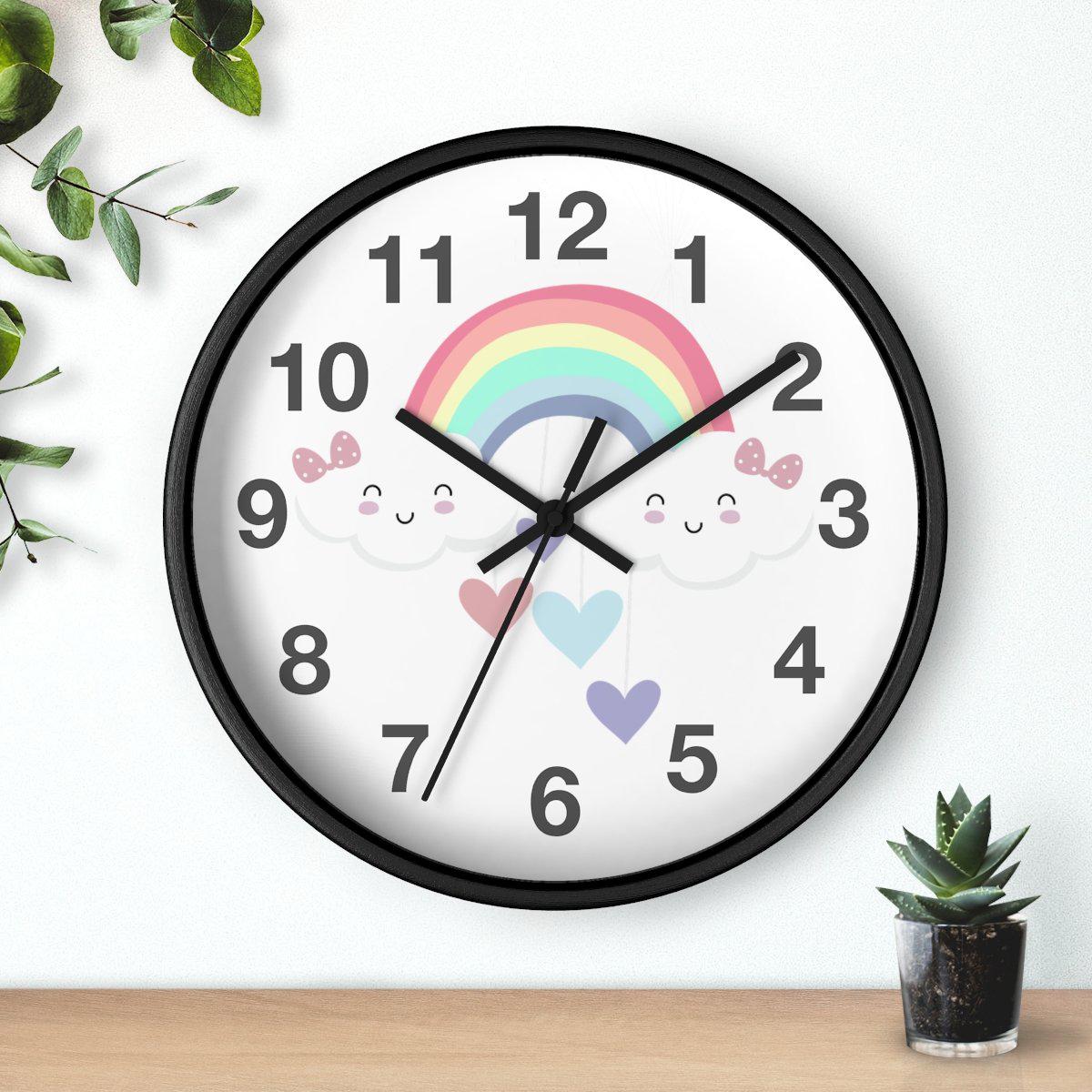 Girls Wall Clock Rainbow, Girls Nursery Clock Silent No Ticking, Girls Wall Decor | Pippa + June,
