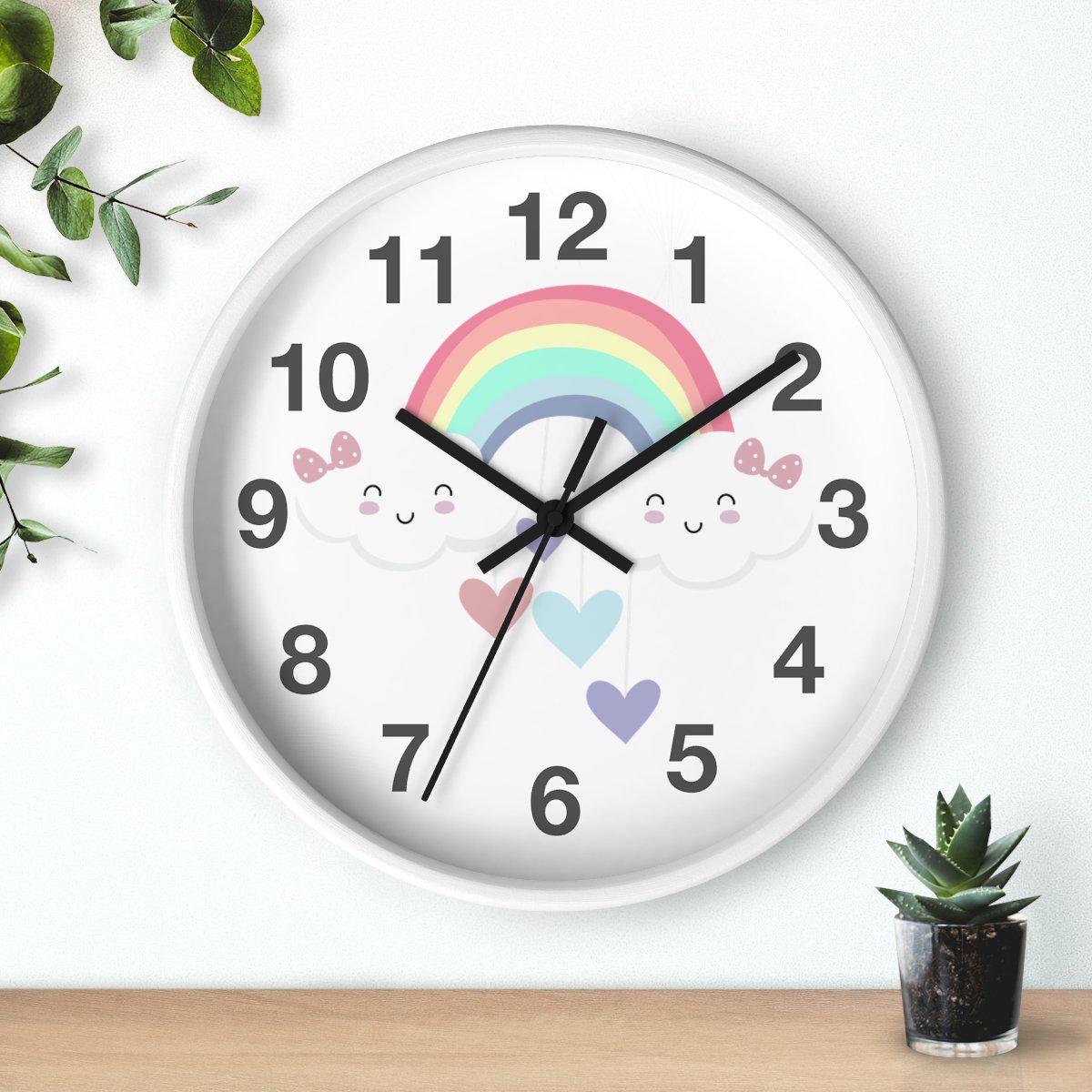 Girls Wall Clock Rainbow, Girls Nursery Clock Silent No Ticking, Girls Wall Decor | Pippa + June,