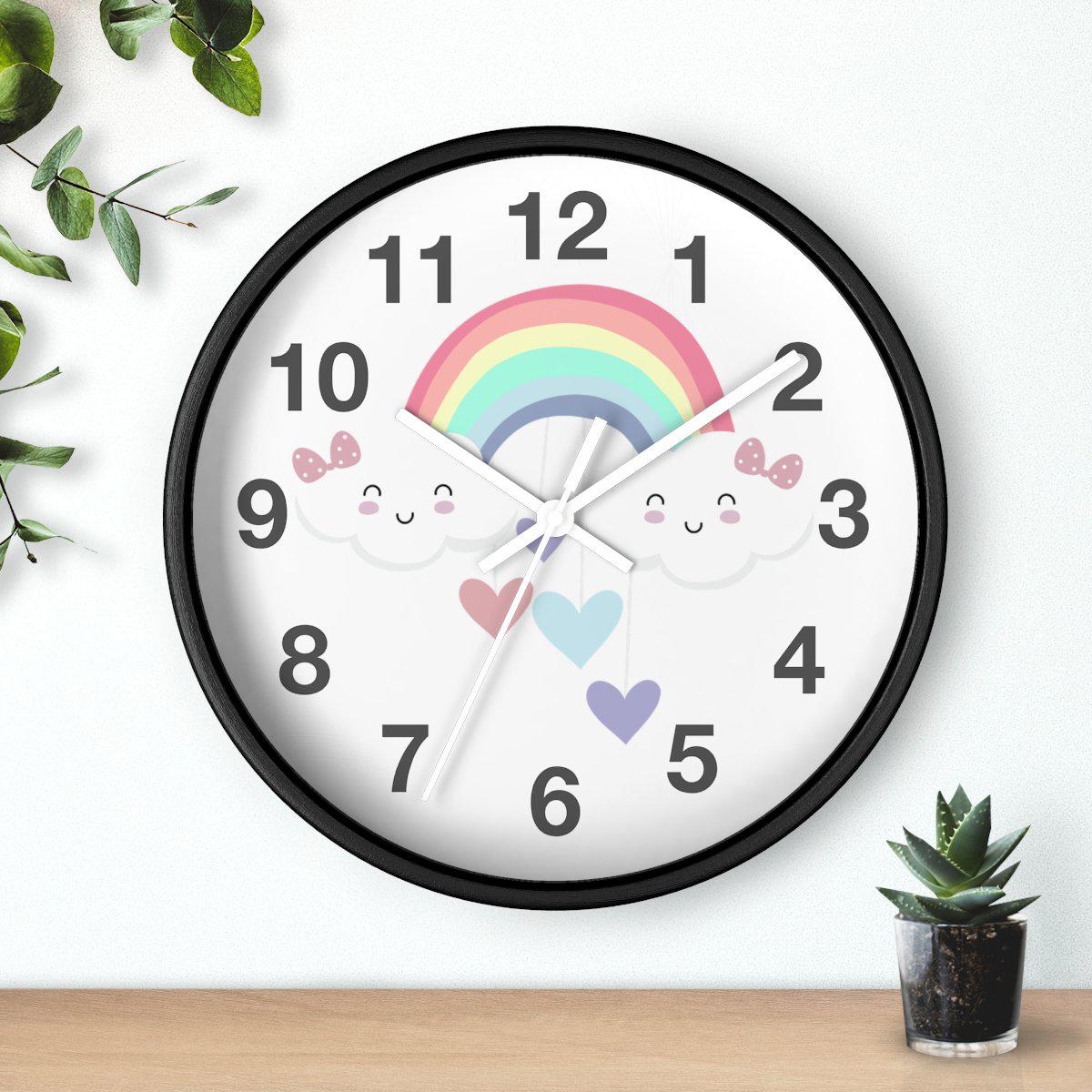 Girls Wall Clock Rainbow, Girls Nursery Clock Silent No Ticking, Girls Wall Decor | Pippa + June,