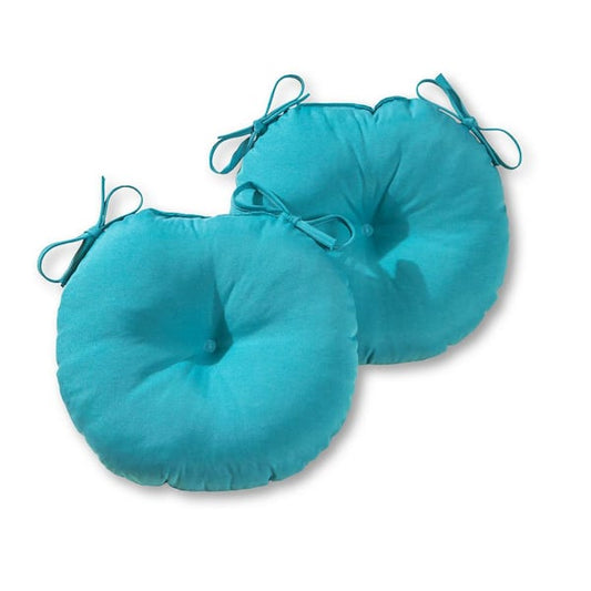 Outdoor Seat Cushions Set Of 2 Solid Teal 15 in. Round Weather Resistant