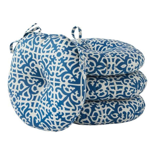 Outdoor Seat Cushions Indigo Lattice Round Set Of 4 Patio Bistro Chair Foam