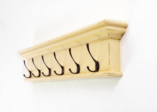 Halifax Yellow Brown Antique (Distress) 6 Hook Coat Rack D162H