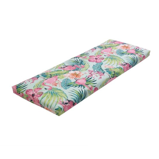 46.5" x 17.5" Box Edge Bench Cushion, Bridget Flamingo