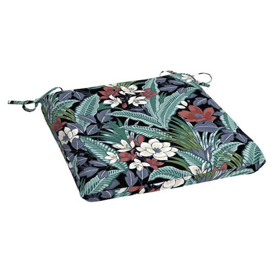 19" x 20" x 3.5" Square Seat Cushion Attached Ties, Tropical