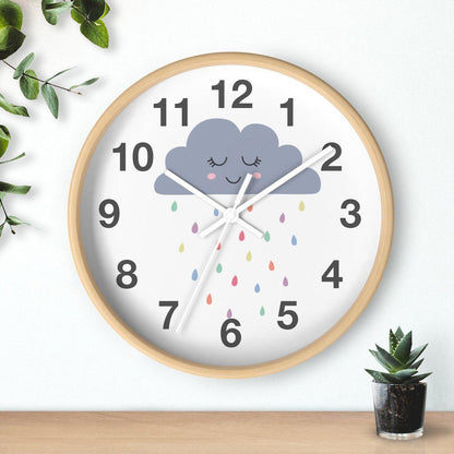 Nursery Wall Clock No Ticking Rainbow Clouds, Kids Wall Clock, Nursery Large Wall Clock, Silent Nursery Wall Clock, Kids Wall Decor | Pippa + June