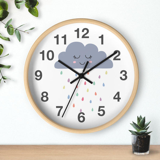 Nursery Wall Clock No Ticking Rainbow Clouds, Kids Wall Clock, Nursery Large Wall Clock, Silent Nursery Wall Clock, Kids Wall Decor | Pippa + June