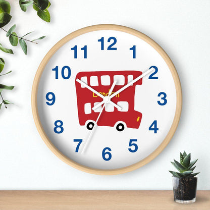 Nursery Wall Clock No Ticking London Bus, Nursery Large Wall Clock, Kids Wall Clock, Silent Nursery Wall Clock, Kids Wall Decor | Pippa + June
