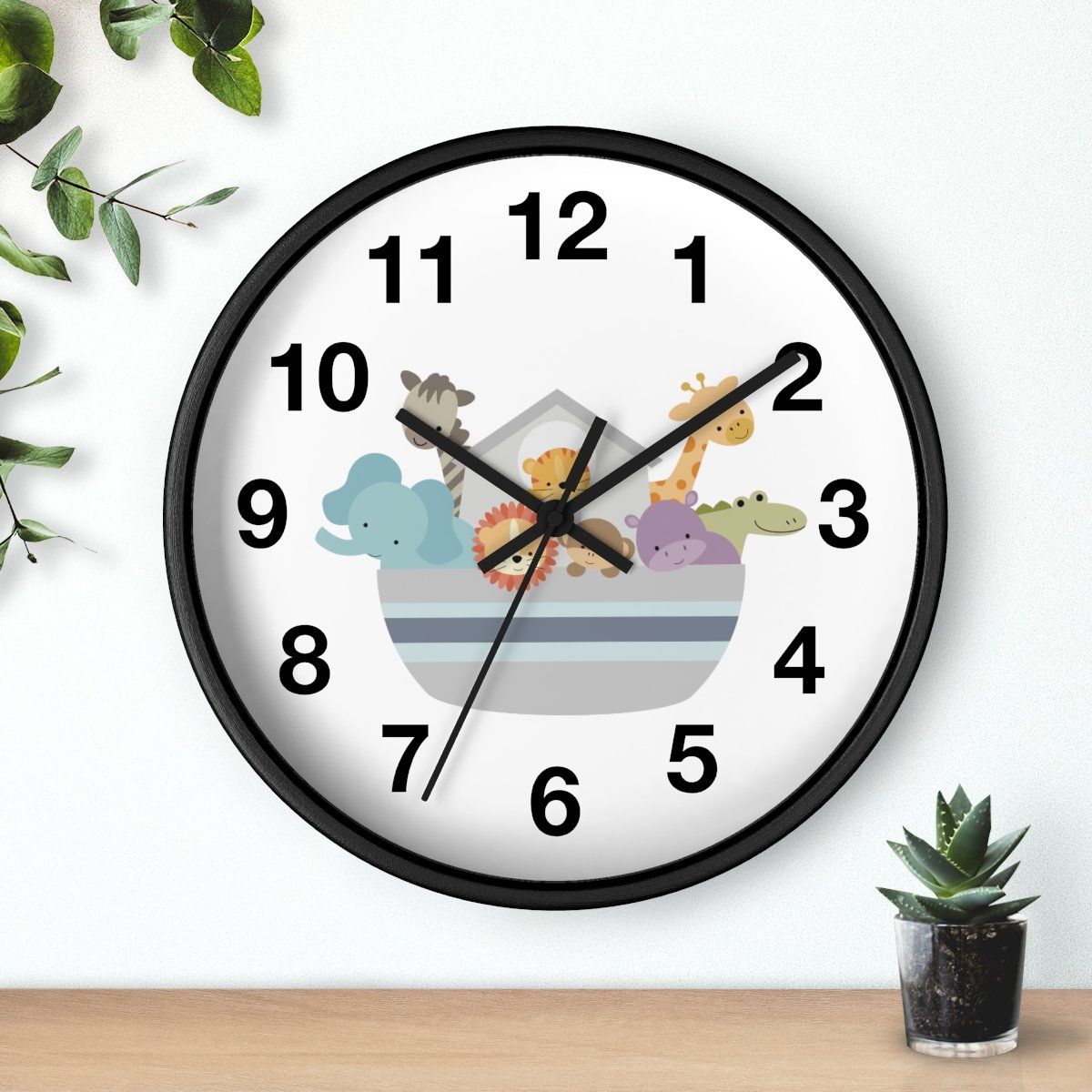 Nursery Wall Clock No Ticking Noah's Ark, Nursery Large Wall Clock, Kids Wall Clock, Silent Nursery Wall Clock, Kids Wall Decor | Pippa + June