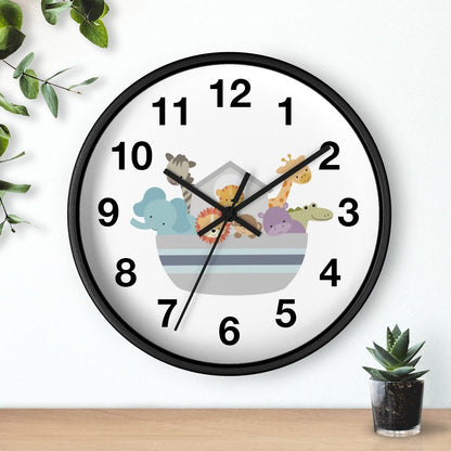 Nursery Wall Clock No Ticking Noah's Ark, Nursery Large Wall Clock, Kids Wall Clock, Silent Nursery Wall Clock, Kids Wall Decor | Pippa + June