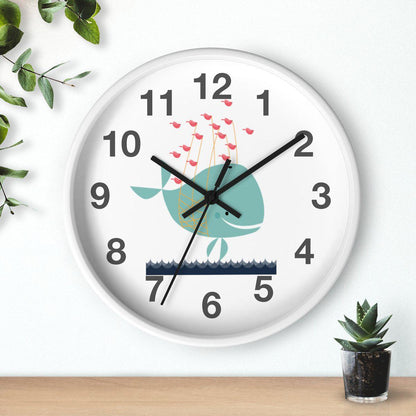 Nursery Wall Clock No Ticking Ocean Whale, Kids Wall Clock, Nursery Large Wall Clock, Silent Nursery Wall Clock, Kids Wall Decor | Pippa + June