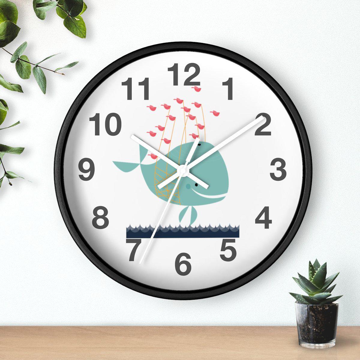 Nursery Wall Clock No Ticking Ocean Whale, Kids Wall Clock, Nursery Large Wall Clock, Silent Nursery Wall Clock, Kids Wall Decor | Pippa + June