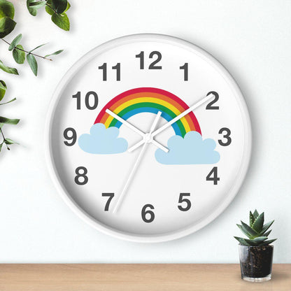 Nursery Wall Clock No Ticking Rainbow, Kids Wall Clock, Nursery Large Wall Clock, Silent Nursery Wall Clock, Kids Wall Decor | Pippa + June