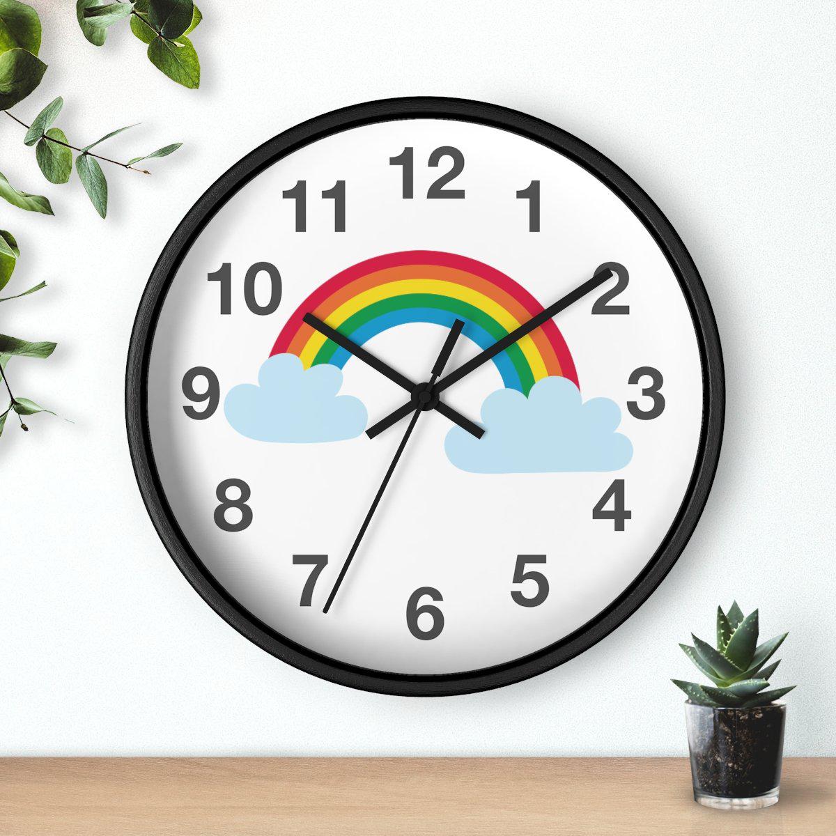 Nursery Wall Clock No Ticking Rainbow, Kids Wall Clock, Nursery Large Wall Clock, Silent Nursery Wall Clock, Kids Wall Decor | Pippa + June