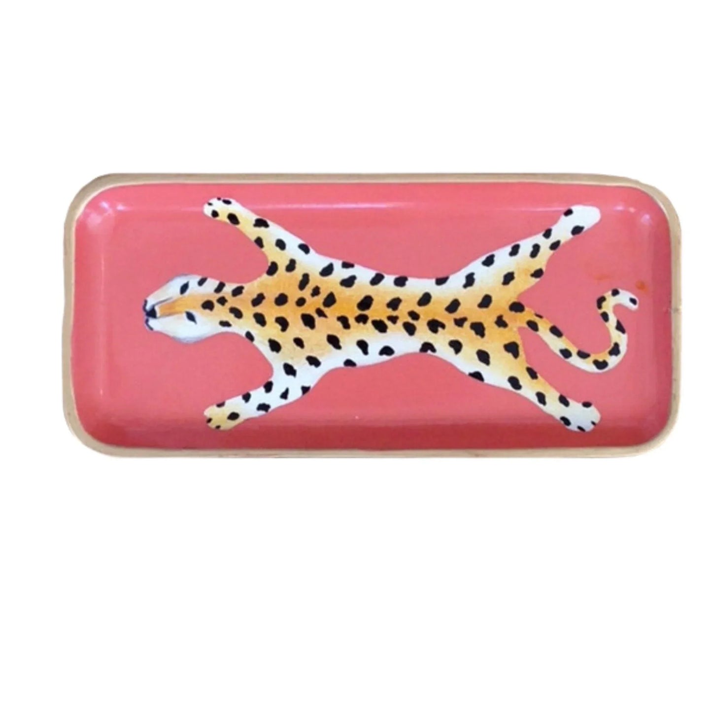 Leopard Tole Tray in Orange