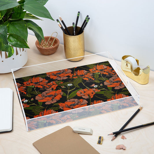 Autumn Poppies Acrylic Tray (DS) DD